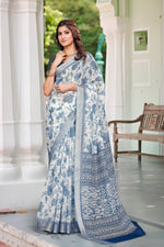 Beautiful Blue Color Cotton Fabric Casual Saree