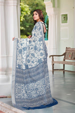 Beautiful Blue Color Cotton Fabric Casual Saree