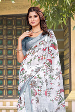 Beautiful Cream Color Cotton Fabric Casual Saree
