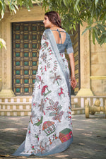 Beautiful Cream Color Cotton Fabric Casual Saree