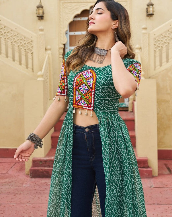 Amazing Green Color Georgette Fabric Designer Kurti