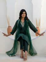Pretty Green Color Chanderi Fabric Designer Suit