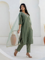 Pretty Green Color Chanderi Fabric Designer Suit