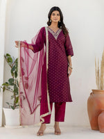 Pretty Purple Color Chanderi Fabric Designer Suit