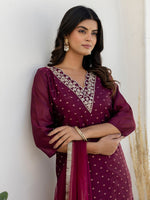 Pretty Purple Color Chanderi Fabric Designer Suit