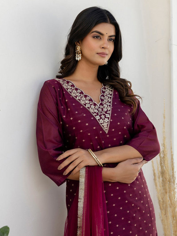 Pretty Purple Color Chanderi Fabric Designer Suit