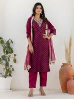 Pretty Purple Color Chanderi Fabric Designer Suit
