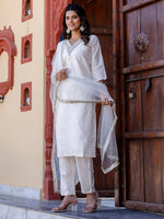 Pretty White Color Chanderi Fabric Designer Suit