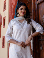Pretty White Color Chanderi Fabric Designer Suit