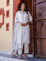 Pretty White Color Chanderi Fabric Designer Suit