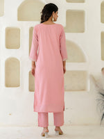 Pretty Pink Color Silk Fabric Designer Suit