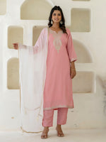Pretty Pink Color Silk Fabric Designer Suit