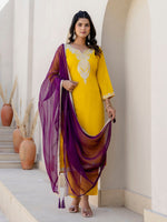 Pretty Yellow Color Silk Fabric Designer Suit