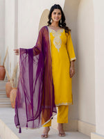 Pretty Yellow Color Silk Fabric Designer Suit