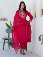 Pretty Pink Color Cotton Fabric Designer Suit