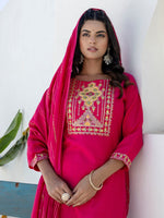 Pretty Pink Color Cotton Fabric Designer Suit