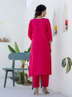 Pretty Pink Color Cotton Fabric Designer Suit