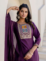 Pretty Purple Color Cotton Fabric Designer Suit