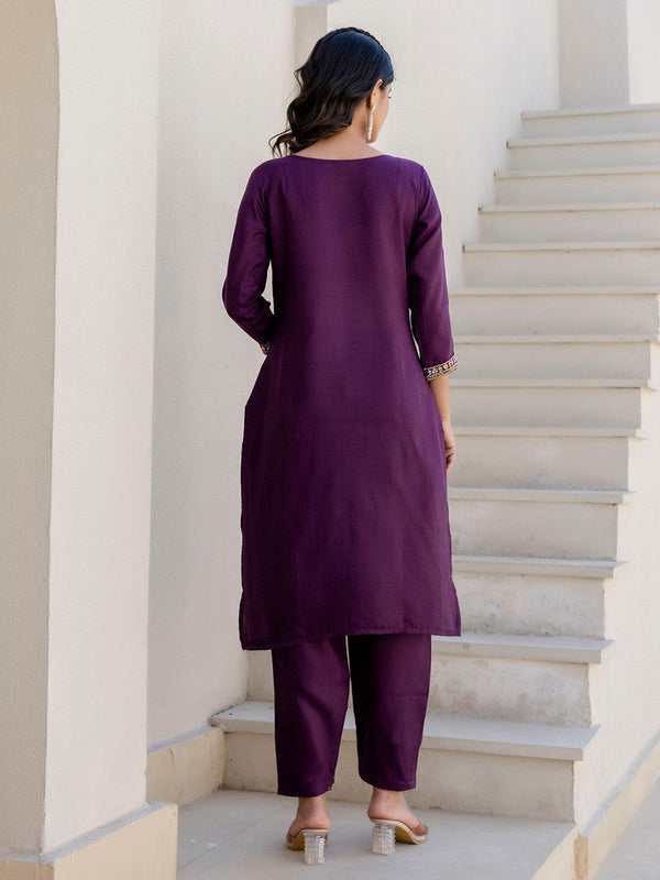 Pretty Purple Color Cotton Fabric Designer Suit