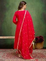 Beautiful Red Color Silk Fabric Designer Suit