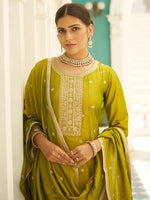 Beautiful Green Color Silk Fabric Designer Suit