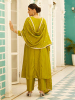 Beautiful Green Color Silk Fabric Designer Suit