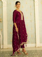 Beautiful Voilet Color Silk Fabric Designer Suit