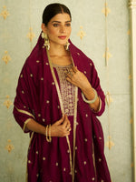 Beautiful Voilet Color Silk Fabric Designer Suit