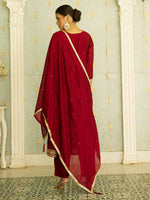 Beautiful Maroon Color Silk Fabric Designer Suit