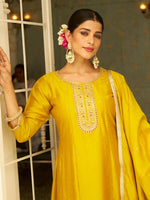 Beautiful Yellow Color Silk Fabric Designer Suit
