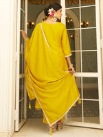 Beautiful Yellow Color Silk Fabric Designer Suit