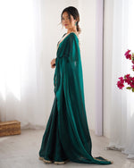 Beautiful Green Color Satin Fabric Designer Saree