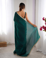 Beautiful Green Color Satin Fabric Designer Saree