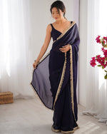 Beautiful Voilet Color Satin Fabric Designer Saree