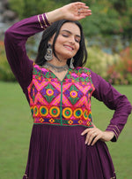 Dazzling Wine Color Rayon Fabric Gown