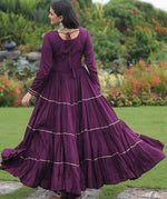 Dazzling Wine Color Rayon Fabric Gown