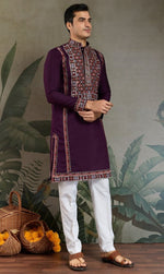 Amazing White Color Viscose Fabric Mens Kurta