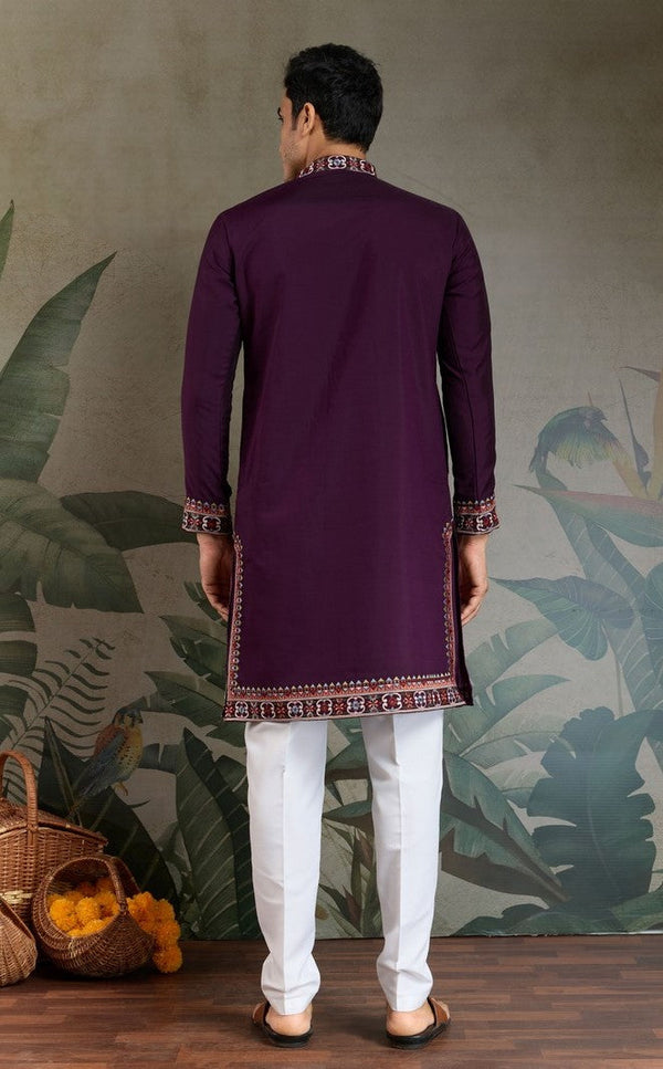 Amazing White Color Viscose Fabric Mens Kurta