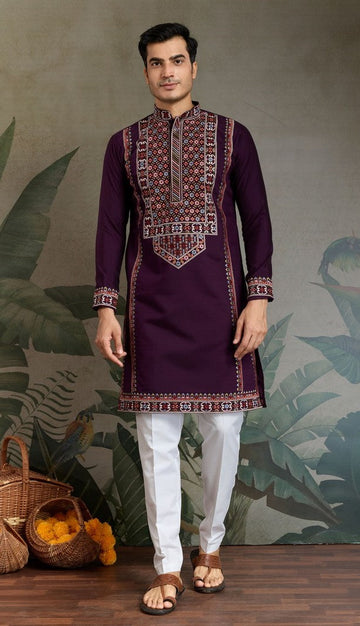 Amazing White Color Viscose Fabric Mens Kurta