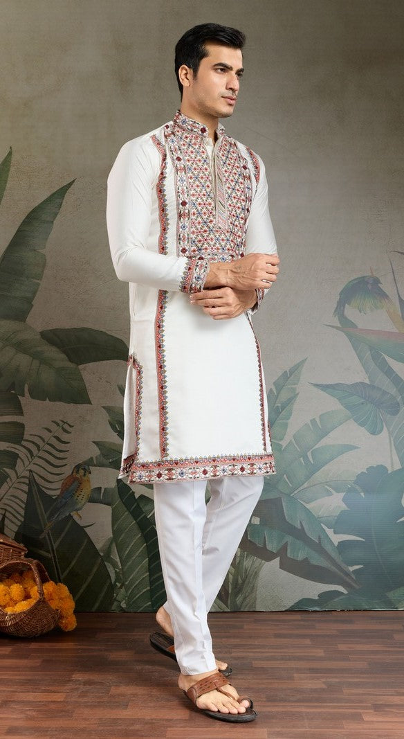 Amazing Yellow Color Viscose Fabric Mens Kurta
