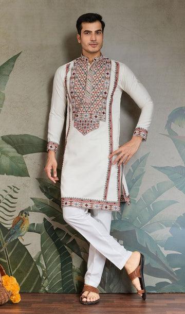 Amazing Yellow Color Viscose Fabric Mens Kurta