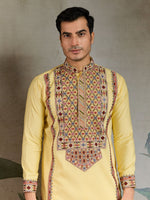 Amazing Black Color Viscose Fabric Mens Kurta