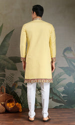 Amazing Black Color Viscose Fabric Mens Kurta