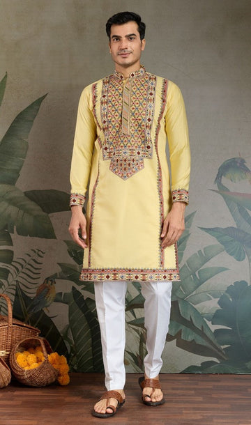 Amazing Black Color Viscose Fabric Mens Kurta