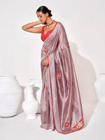 Ideal Purple Color Georgette Fabric Casual Saree