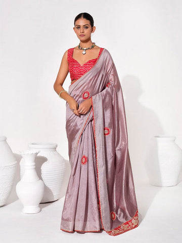 Ideal Purple Color Georgette Fabric Casual Saree