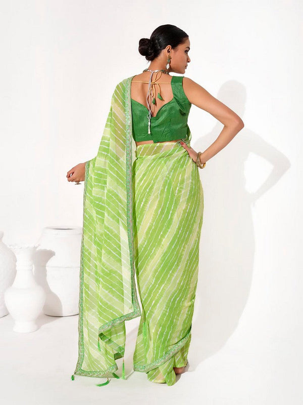 Ideal Green Color Georgette Fabric Casual Saree
