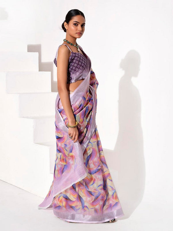 Ideal Purple Color Cotton Fabric Casual Saree