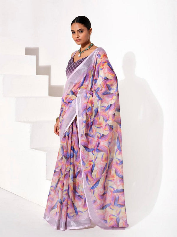Ideal Purple Color Cotton Fabric Casual Saree