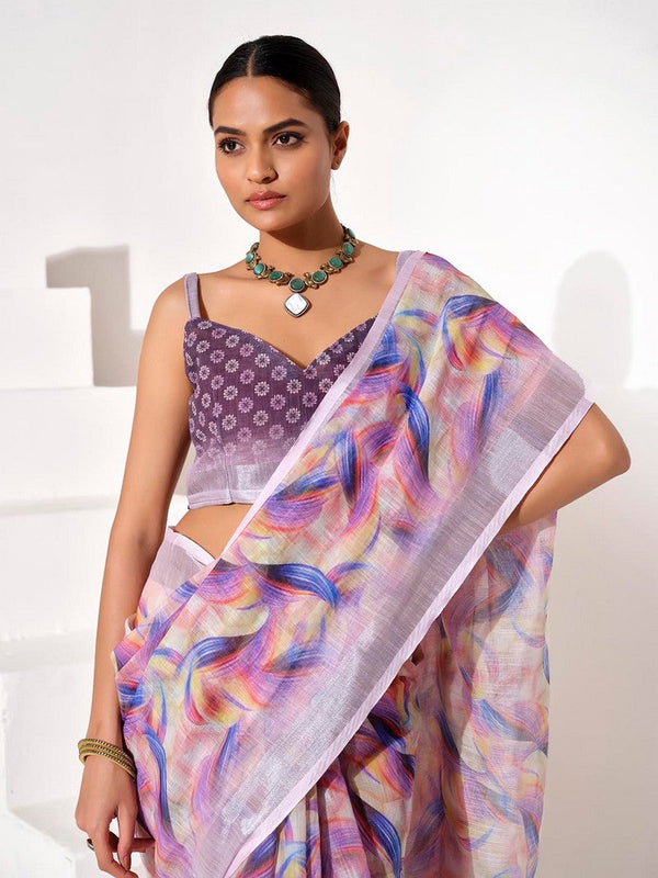 Ideal Purple Color Cotton Fabric Casual Saree